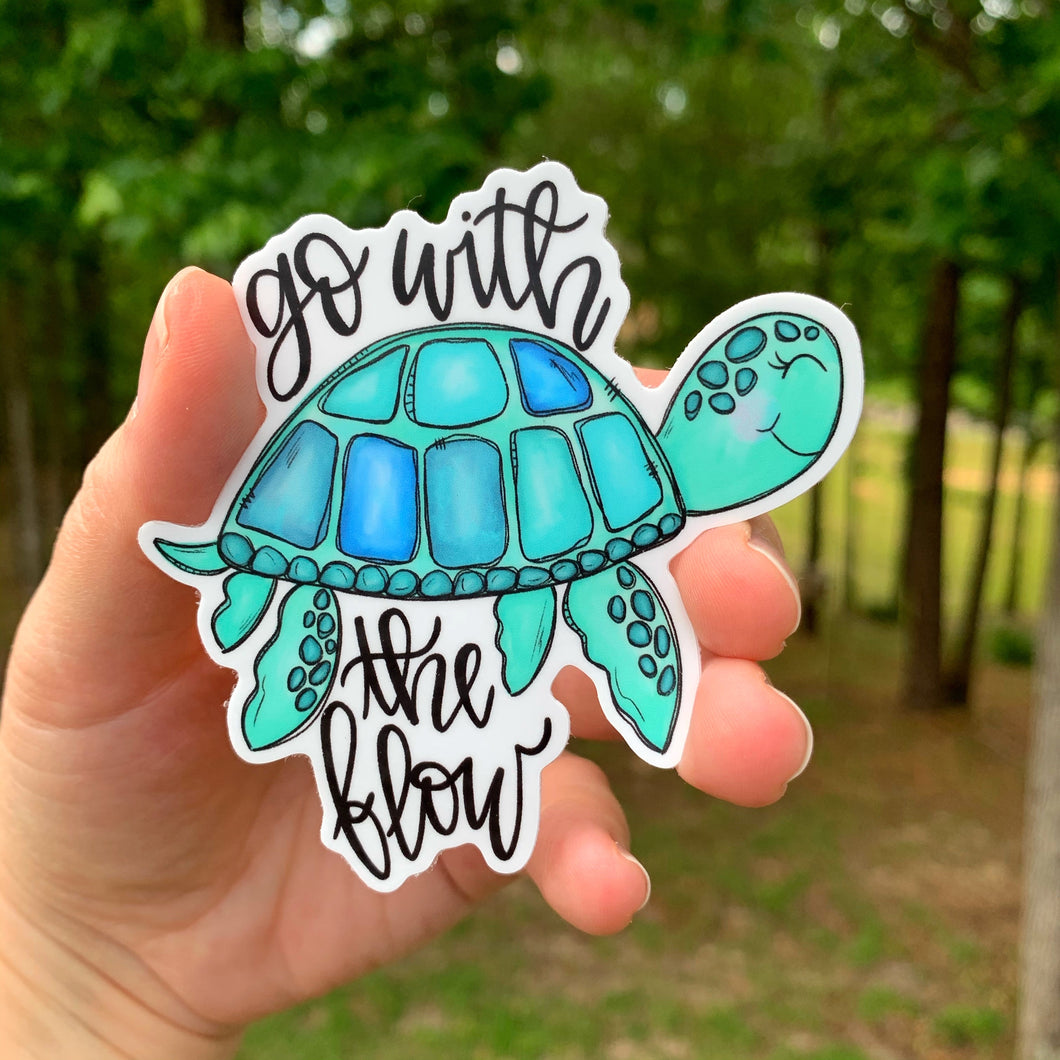 Go With The Flow Turtle Sticker