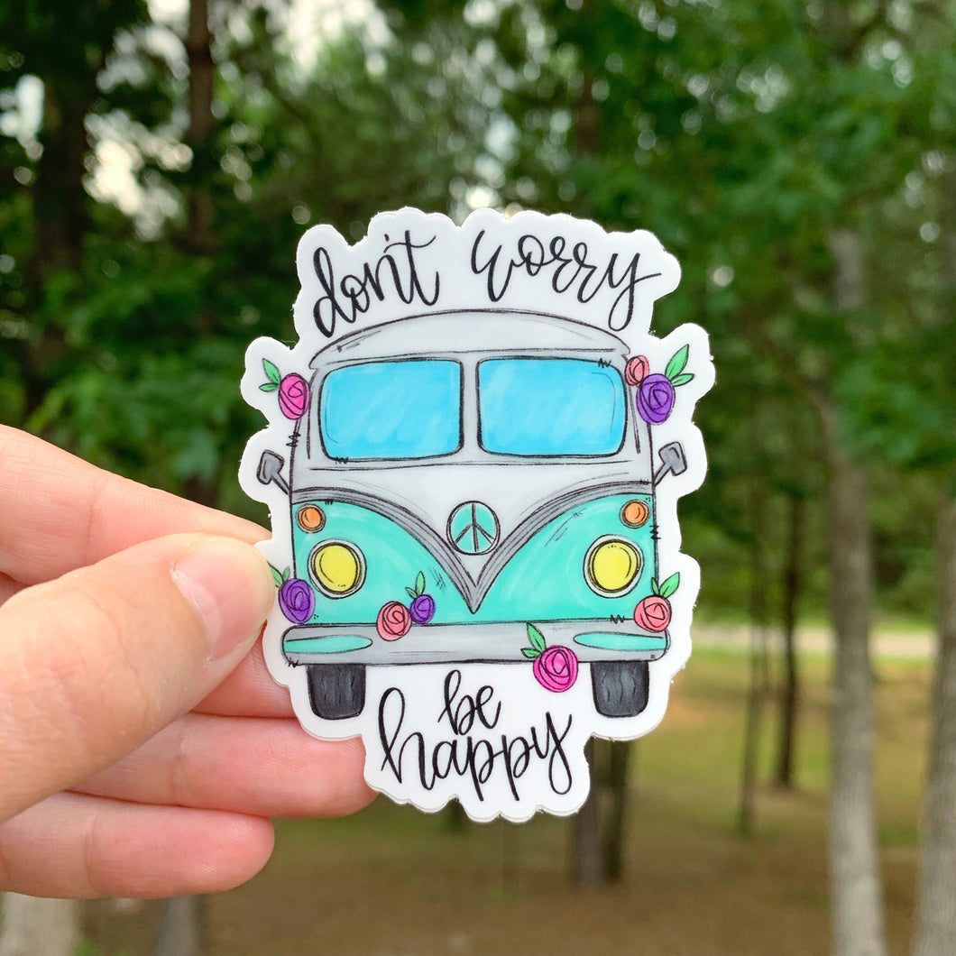 Don’t Worry Be Happy Hippie Van Sticker