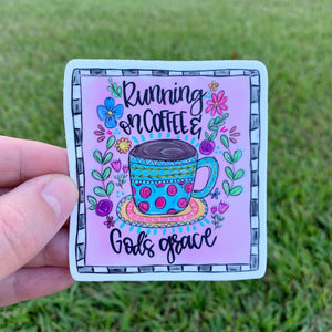 Running On Coffee And God’s Grace Sticker