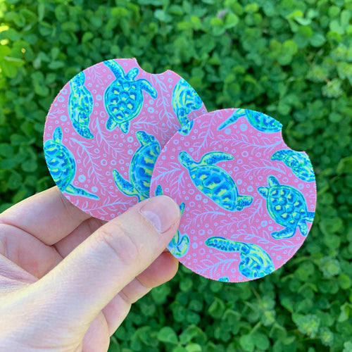 Coral Sea Turtle Car Coasters