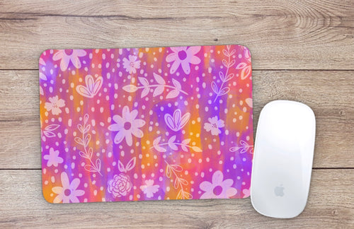 Watercolor Tie Dye Floral Mouse Pad