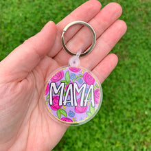 Mama Purple Floral Keychain